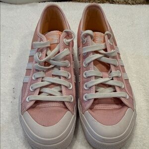 Adidas Women's Soft Pink and orange Platform Sneakers